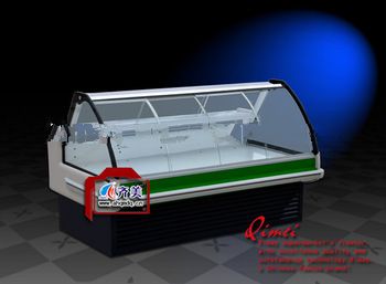 Dynamic cooling display refrigerator for meat, deli and fresh food with front sliding door