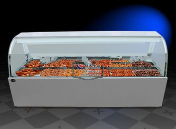 Dynamic cooling display refrigerator for meat, deli and fresh food