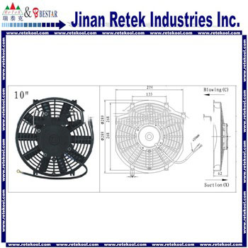 10’’ Round Frame Auto Condenser Fan with Straight Blade