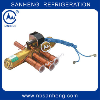 Central air conditioner reversing vales with coil