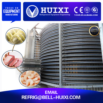 frozen chicken spiral single drum iqf food quick freezing machine