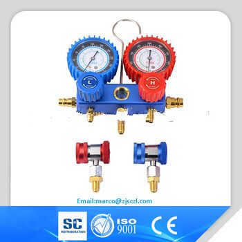 Motor Tech Manifold Gauge Set R12 R22 R134A R502 HVAC A/C Refrigeration Charging, 3 color 60” Hose