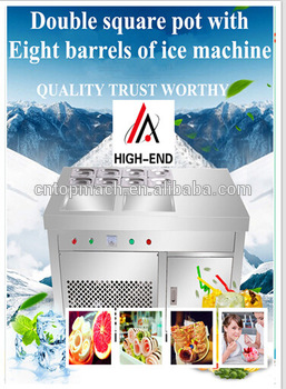 2017 hotting Thailand 2 pans frying ice cream with 8 topping pan