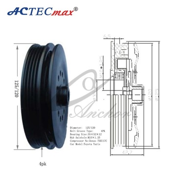 125/120 4pk a c compressor clutch denso 7seu17c clutch for Toyota Yaris