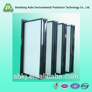 V bank HEPA air fllter for HVAC system with glassfiber paper filter media