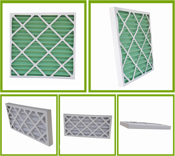 Cardboard frame pleated panel air filter for ventilation system