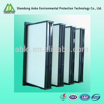 High efficiency V bank HEPA air fllter