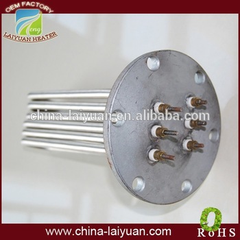 Electric flanged immersion heater heating element