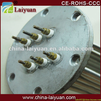 Flange water immersion heater with thermostat
