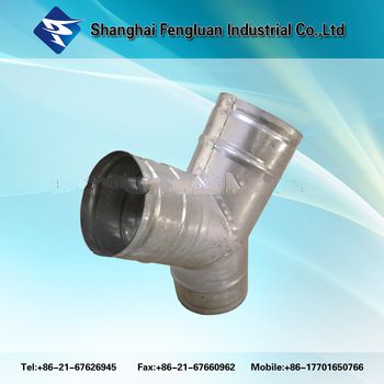 OEM Y tee galvanized steel pipe fitting for HVAC system