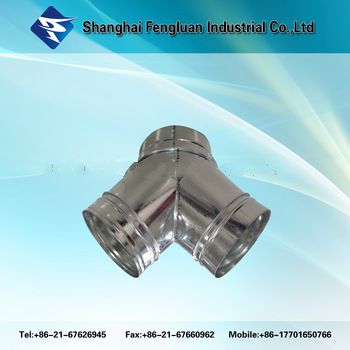 Spiral duct fittings Y Tee For HVAC system