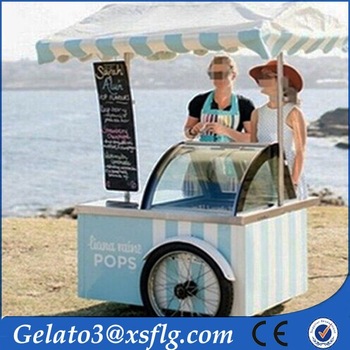 Beach <font color='red'>trolley</font> <font color='red'>cart</font> freezer display for ice cream