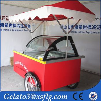 outdoor movable hot sale gelato cart kiosk ice cream cart with 3 wheels