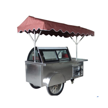 Brushed stainless steel coffee cart ice cream cart juice cart ice cream vending cart design for sale