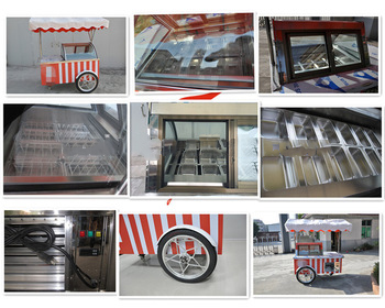 New vendor ice cream push cart Umbrella & Graphic