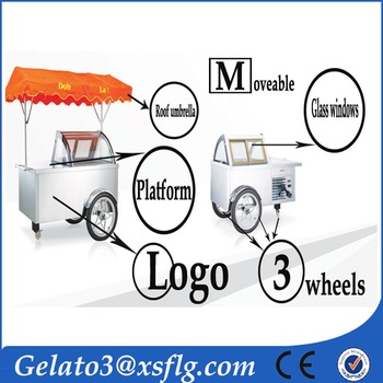 Mobile street ice cream hot dog vending cart for hot sale