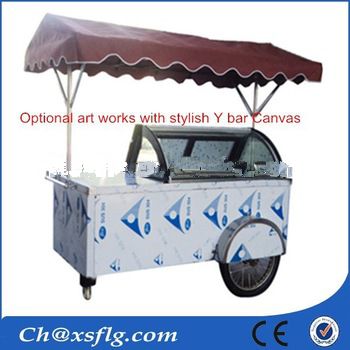 mobile snack food push ice cream tricycle freezer cart