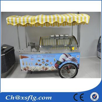 refrigeration street fridge for ice cream display carts with wheels