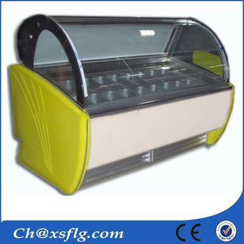 ice cream deep glass case display freezer