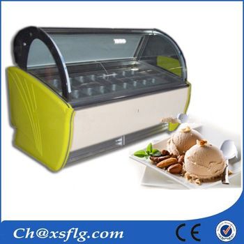 China curved glass popsicle ice cream display 2015
