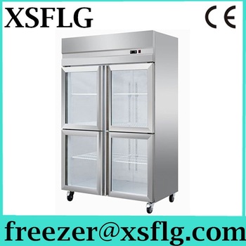 4 glass doors upright kitchen refrigerator