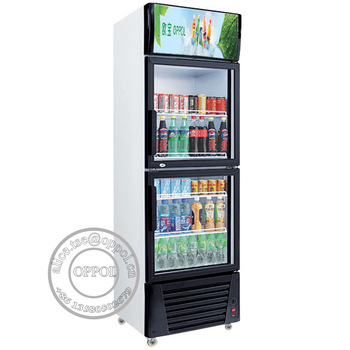 OP-A302 Vertical Two Compartments Beverage Display Cooler