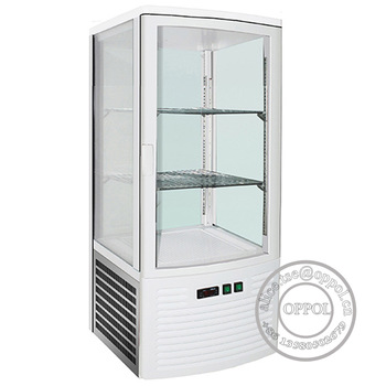 OP-A1303 Air Cooling Four Sides Glass Door Five Shelves White Color Refrigerated Showcase