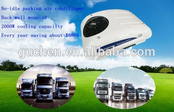 Split truck cab air conditioner driven by truck battery