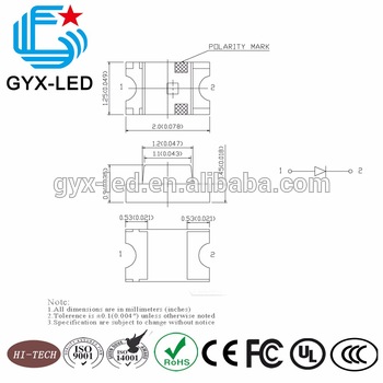 Factory Hot Sale Surface Mount 0805 LED 0805 2012 LED Peak Forward Current 150mA