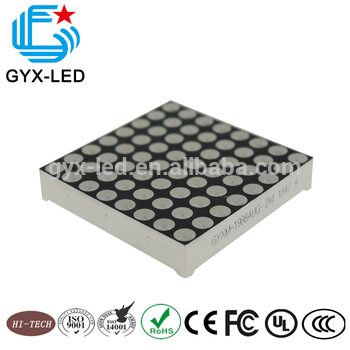 black face diffused white dot rgb color 4 8 mm diameter dot 8 8 array 6 0 mm pitch P6 1 9 inch 48 48 mm size dot matrix display