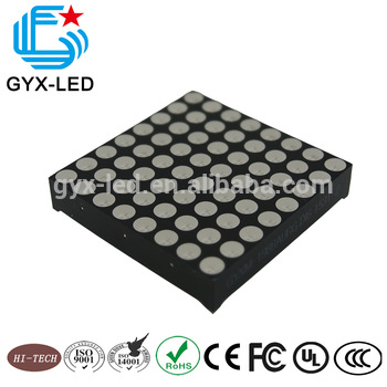 Black plastic package white dot tri color 4 8 mm diameter dot 8 8 array 6 0 mm pitch P6 1 9 inch 48 48 mm dot matrix display