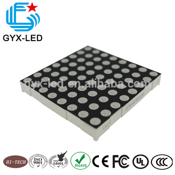 White plastic package green color 5 mm diameter dot 8 8 array 7 62 mm pitch P7 62 2 3 inch 60 60 mm led dot matrix module