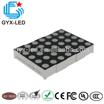 Red and pure green dual color 5 mm diameter dot 5 7 array 7 62 mm pitch P7 62 2 3 inch 38 54 mm dot matrix LED display