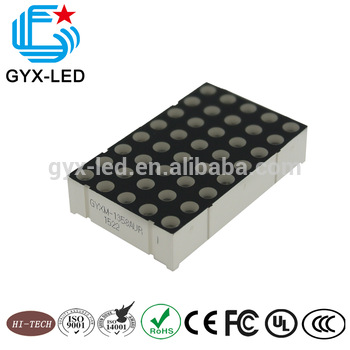 Black face white dot orange color 2 1 mm diameter dot 5 8 array 4 7 mm pitch P4 7 1 3 inch 38 24 mm LED dot matrix display
