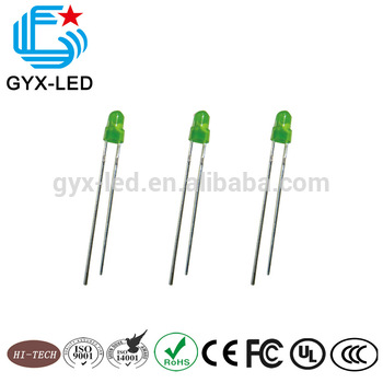 wholesale green diffused lens green emitting color 570 nm 3mm lens 3 85mm flange round type throuhg hole LED