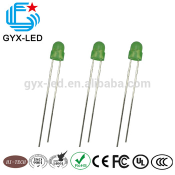 Top quality green diffused lens yellow green emitting color 570 nm 4 mm lens 4 6mm flange round type LED lamp