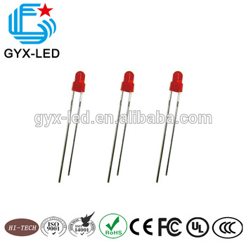 High luminous intensity red emitting color 1 5v 3mm led diode