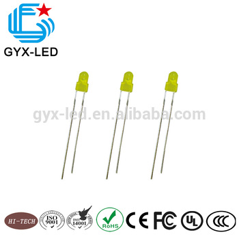 gyxled-3mm 2.5v led through hole type yellow emitting color