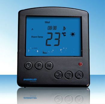 <font color='red'>Black</font> <font color='red'>finish</font> programmable thermostat