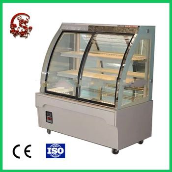 2015 New design curved-glass three layers cake showcase display freezer