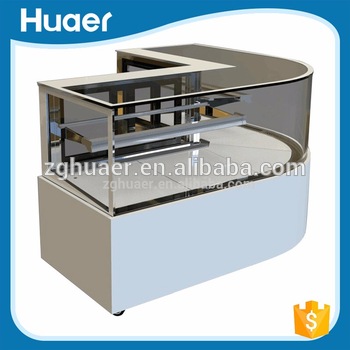 New product cake cabinet custom bread display fridge right angle in supermarket