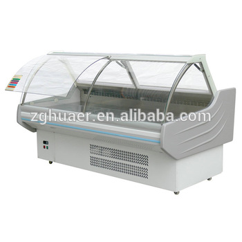 Curved Glass Self-Service Display Fridge/ Cooked Food Display Freezer with Lamp