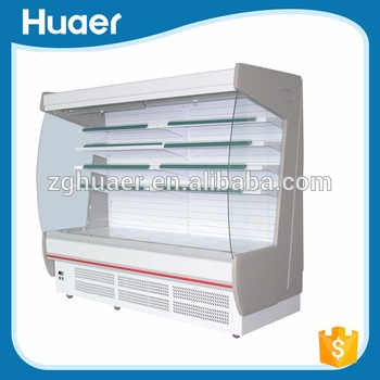 Made in china Big arc-shaped fruit refrigerator Fan cooling display freezer Display showcase with LED light