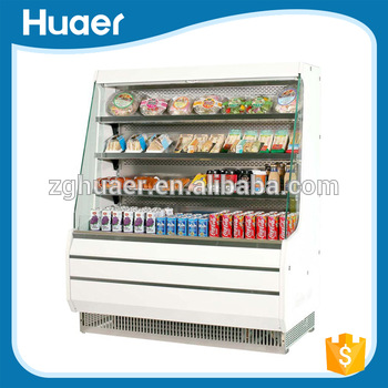 Cost-effective Trapezoid-shaped vegetables cold storage Fan cooling fruit display refrigerator