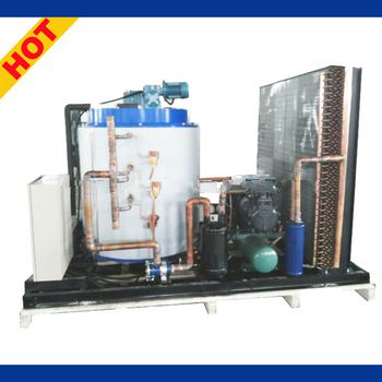 Flake ice machine with large condenser working against hot weather