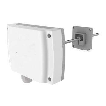 Digital Duct Mount Temperature Transmitter / Controller With Flange, 4-20mA/0-10VDC/RS485/Modbus, 1xSPST Relay, Probe 125/200mm