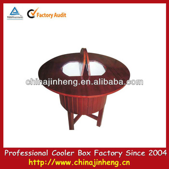 Wooden & plastic inner box cooler table