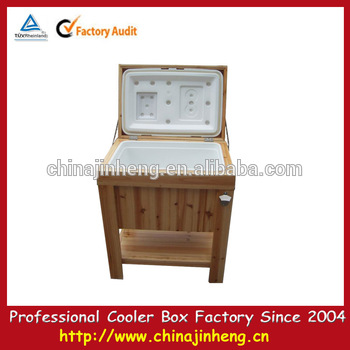 Ice wood box cooler plastic inner cooler table