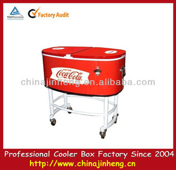 Metal beverage cooler cart