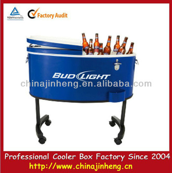 Metal drink cooler cart for outdoor